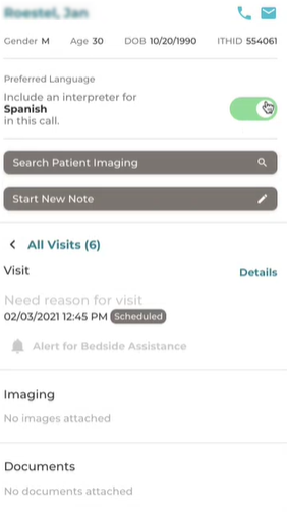 Enable Interpreter from right Patient panel